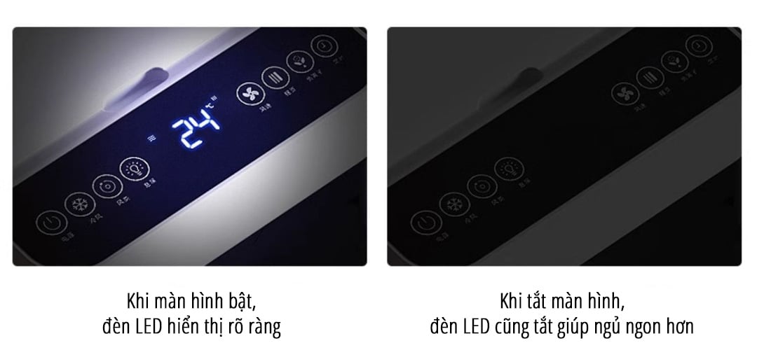 Quạt điều hòa hơi nước miLife Y3C khi màn hình bật