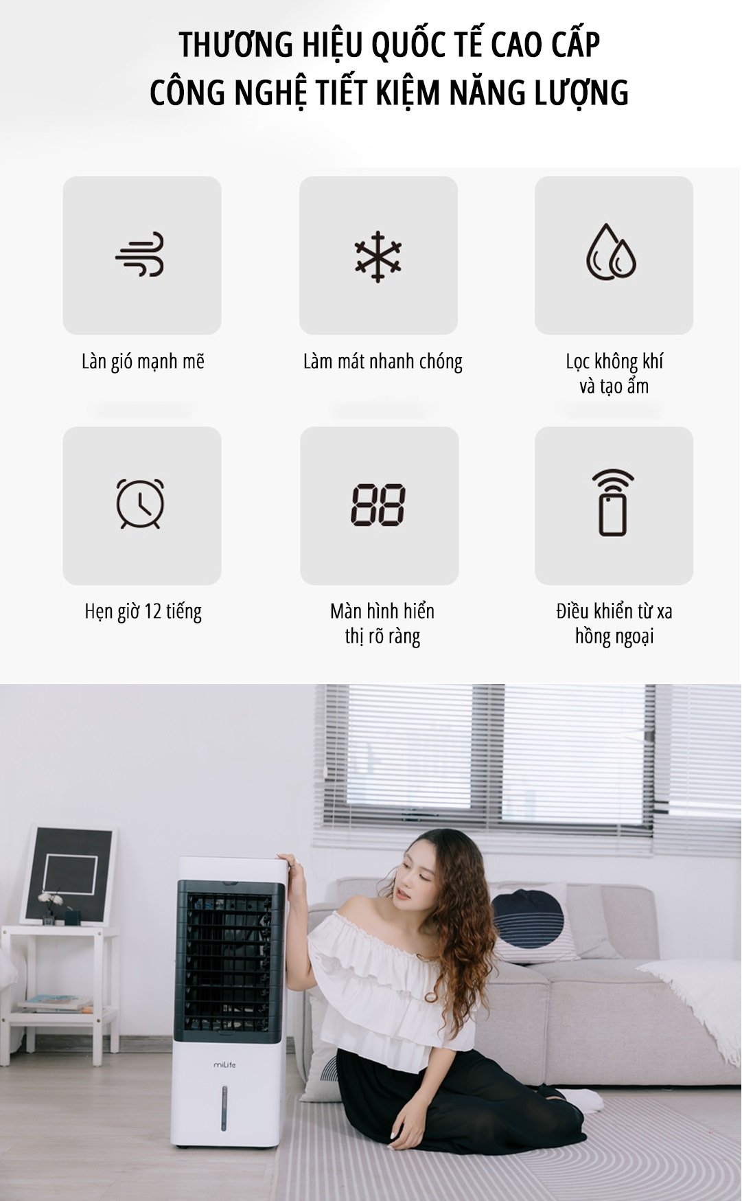 Quạt điều hòa hơi nước miLife Y3C ưu điểm nổi bật