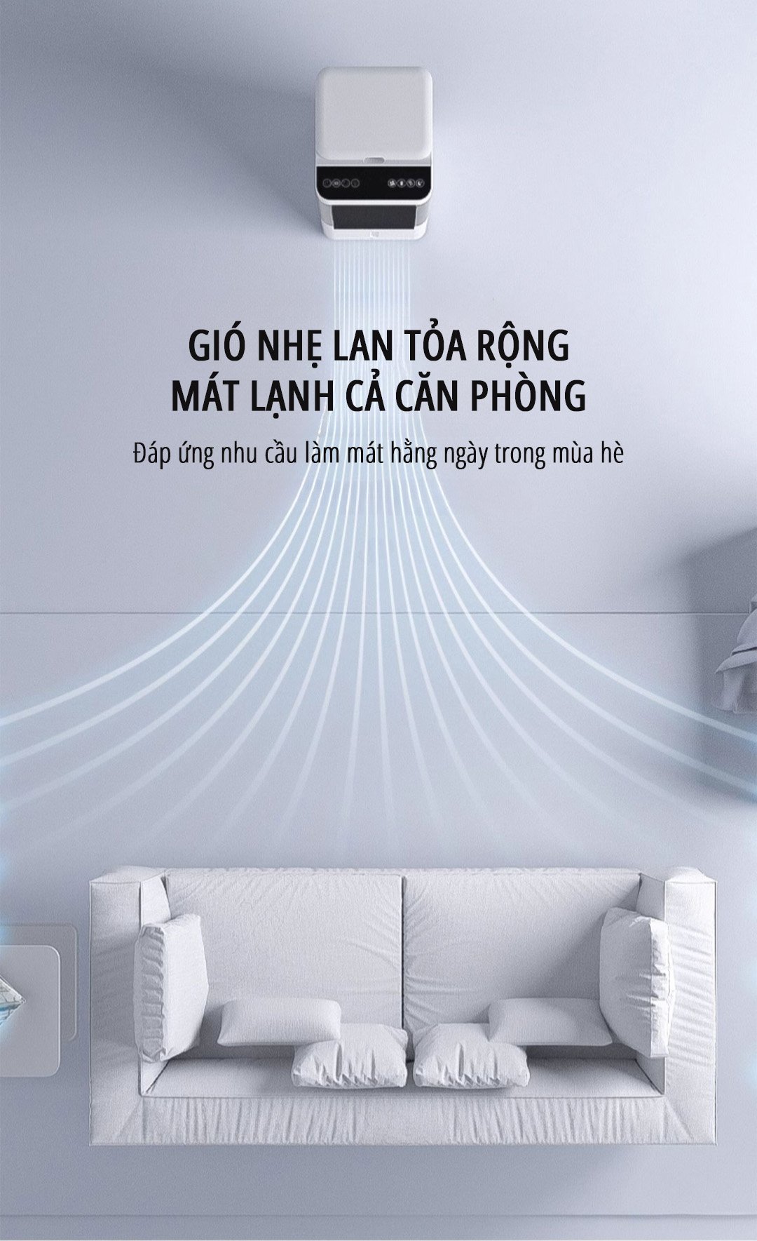 Quạt điều hòa hơi nước miLife Y3C gió lan tỏa rộng