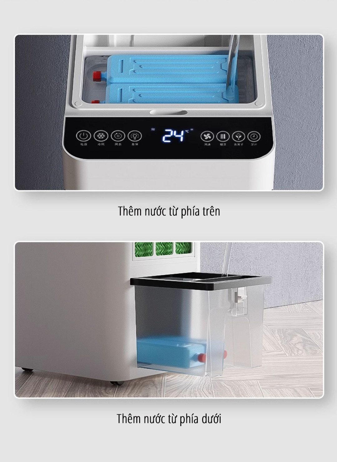 Quạt điều hòa hơi nước miLife Y3C thêm nước dễ dàng