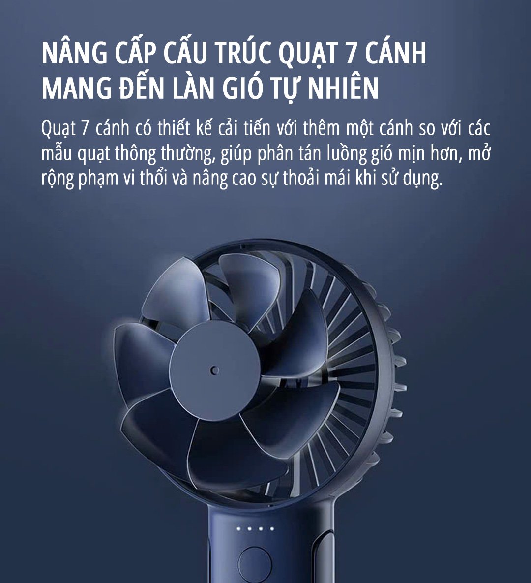 Quạt mini cầm tay miLife Y2 cấu trúc quạt 2 cánh