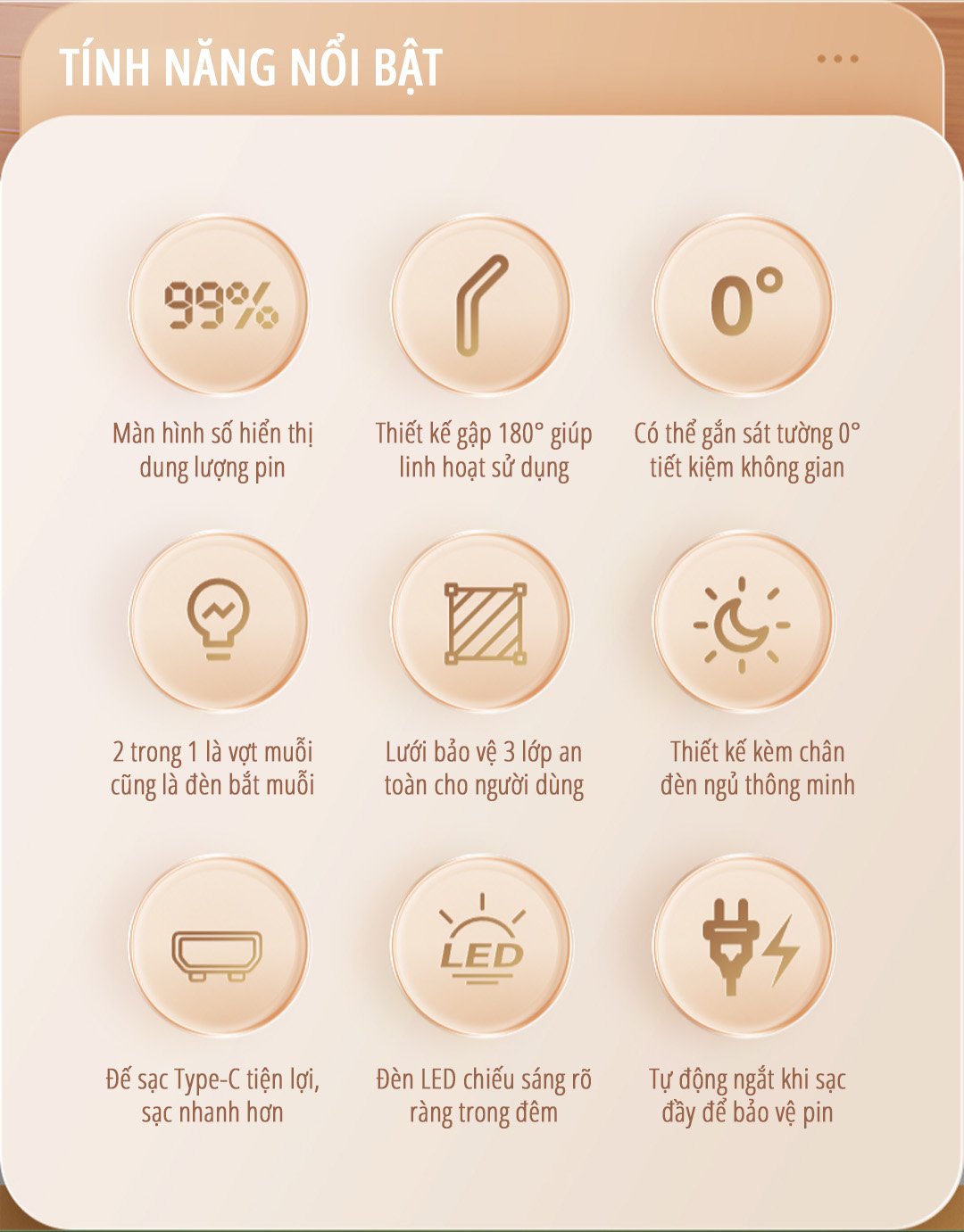 Vợt bắt muỗi kiêm đèn muỗi miLife B1 ưu điểm nổi bật