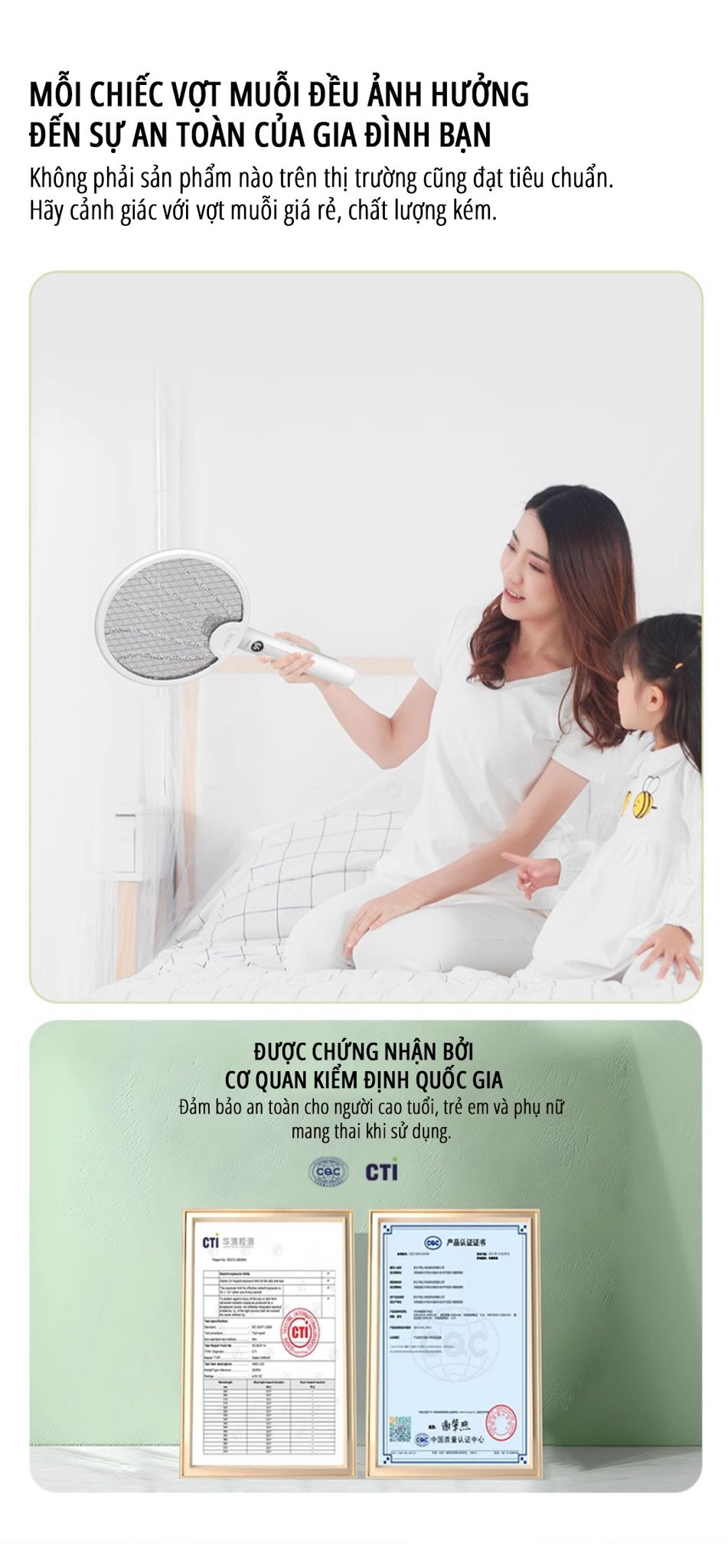 Vợt bắt muỗi kiêm đèn muỗi miLife B1 đảm bảo an toàn