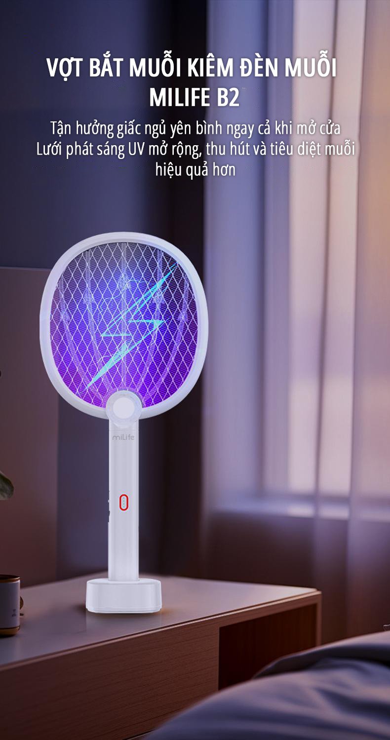 Vợt bắt muỗi kiêm đèn muỗi miLife B2