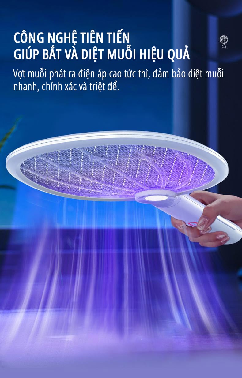 Vợt bắt muỗi kiêm đèn muỗi miLife B2 công nghệ tiên tiến