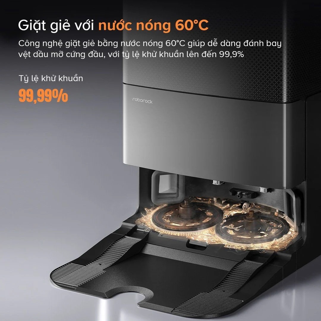 Roborock Q Revo Slim giặt giẻ với nước nóng