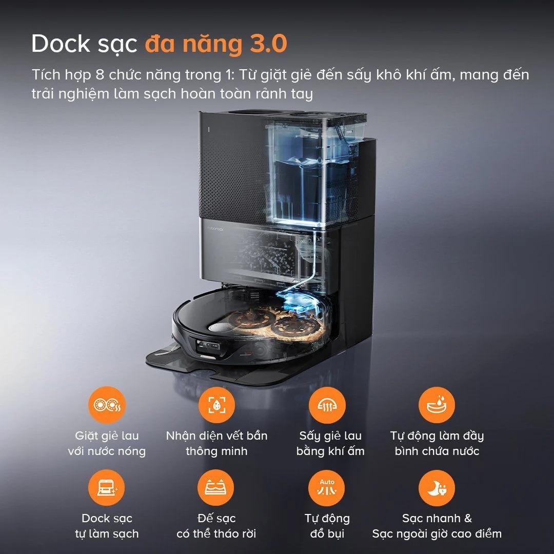 Roborock Q Revo Slim dock sạc đa năng