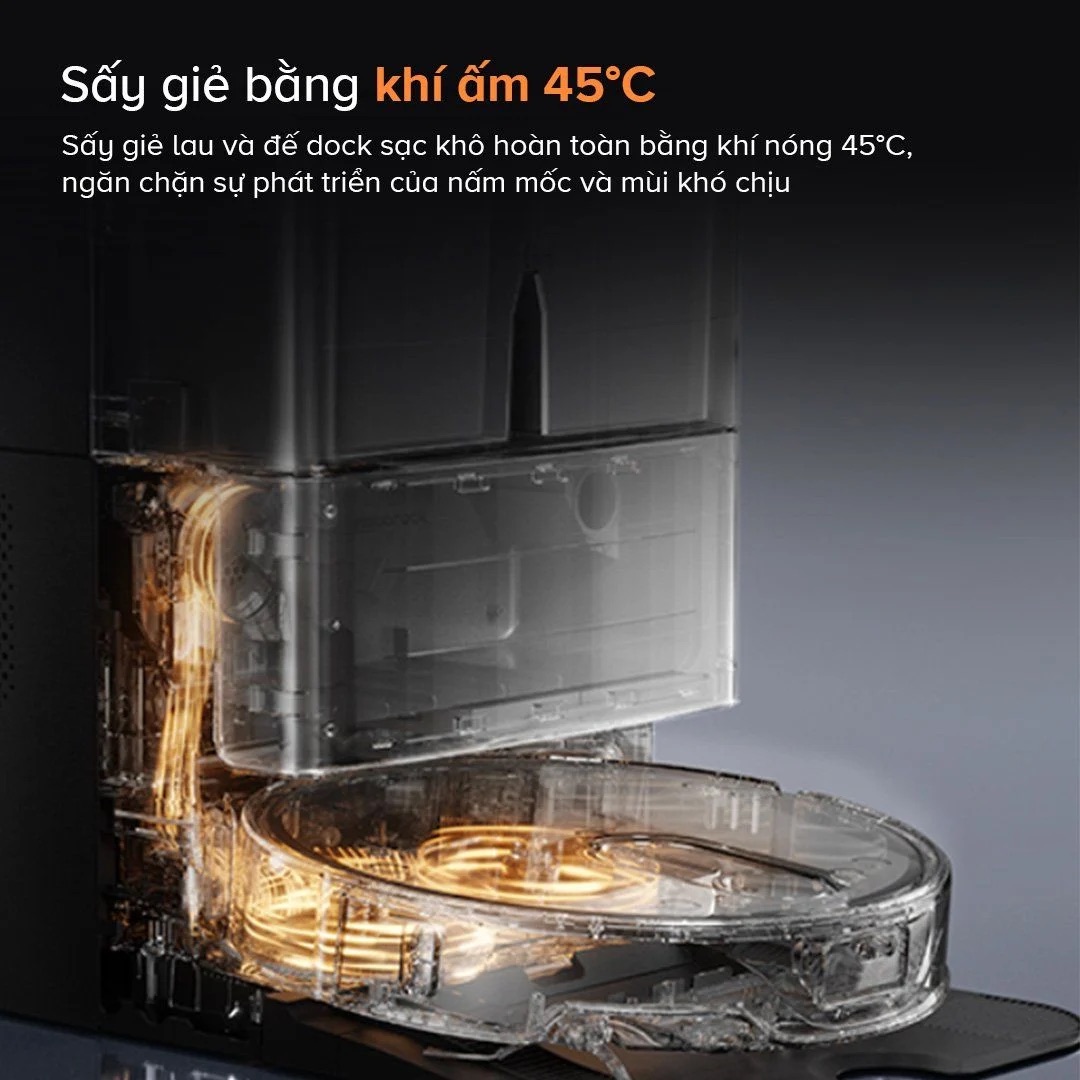Roborock Q Revo Slim sấy giẻ bằng khí nóng
