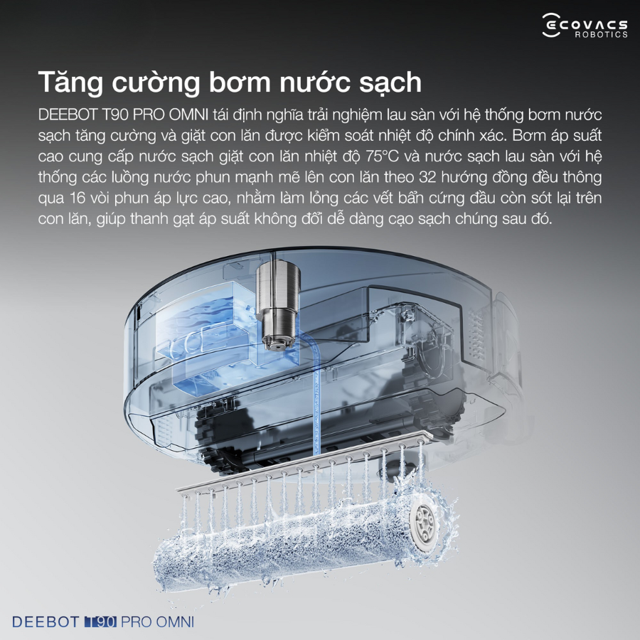Ecovacs Deebot T90 Pro Omni Auto Water Kit tăng cường bơm nước sạch