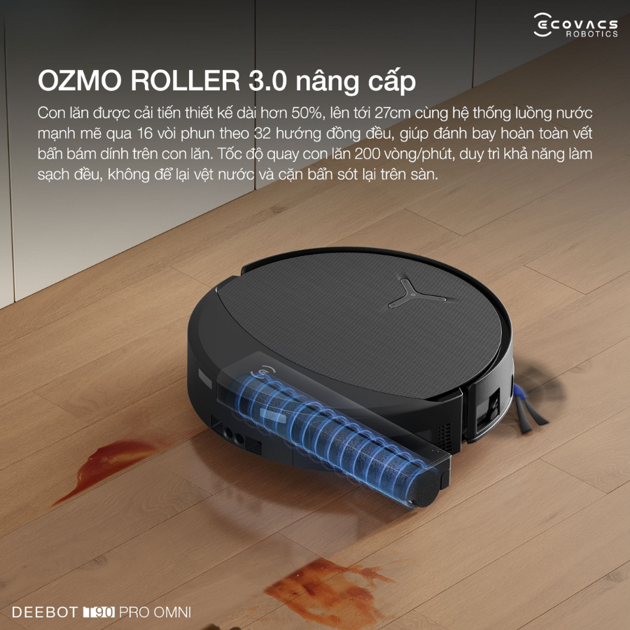 Robot hút bụi Ecovacs Deebot T90 Pro Omni Auto Water Kit – Bản tự động cấp xả Ecovacs Deebot T90 Pro Omni Auto Water Kit OZMO ROLLER 3.0