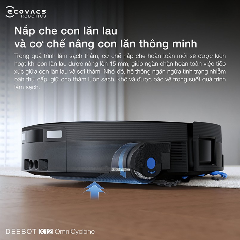 Ecovacs Deebot X12 OmniCyclone nắp che con lăn