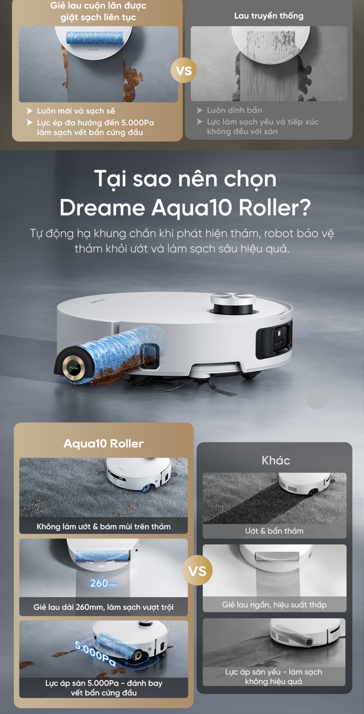 Dreame Aqua 10 Roller 2026 ưu điểm nổi bật