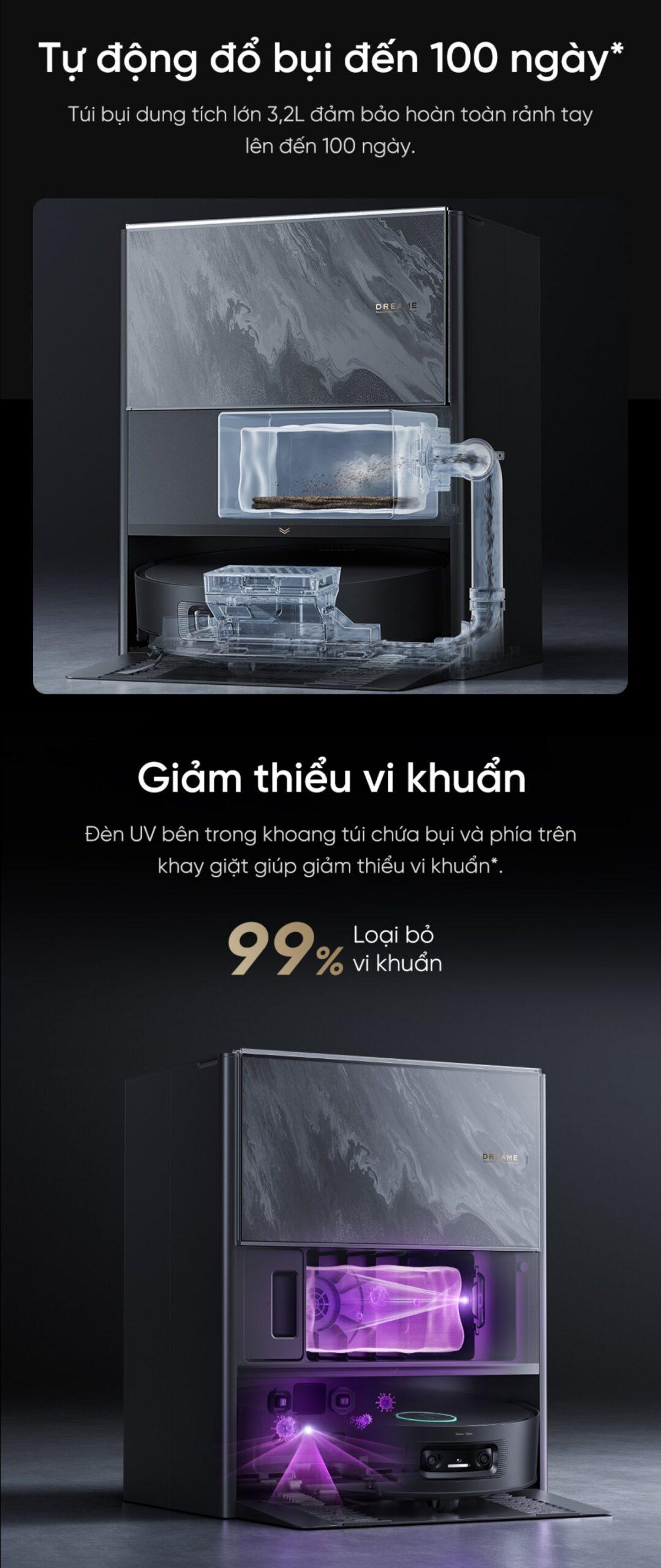 Dreame Aqua 10 Pro Track giảm thiểu vi khuẩn