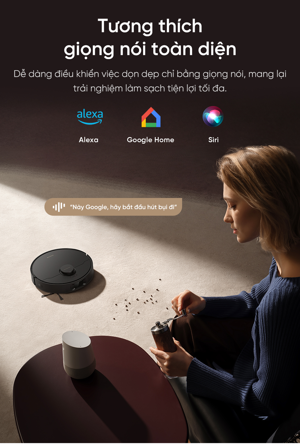 Robot hút bụi lau nhà Dreame D20 trợ lý giọng nói