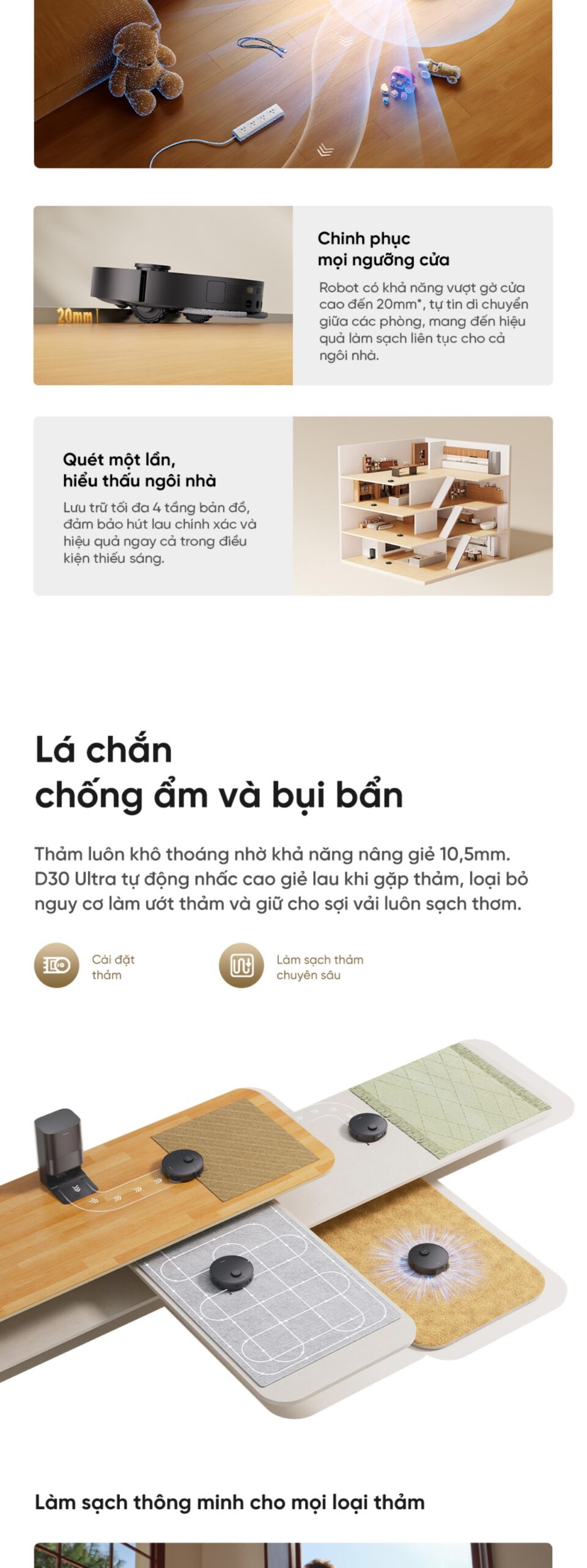 Dreame D30 Ultra lá chắn chống ẩm và bụi bẩn