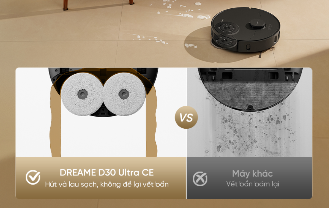 Dreame D30 Ultra CE thiết kế giẻ lau