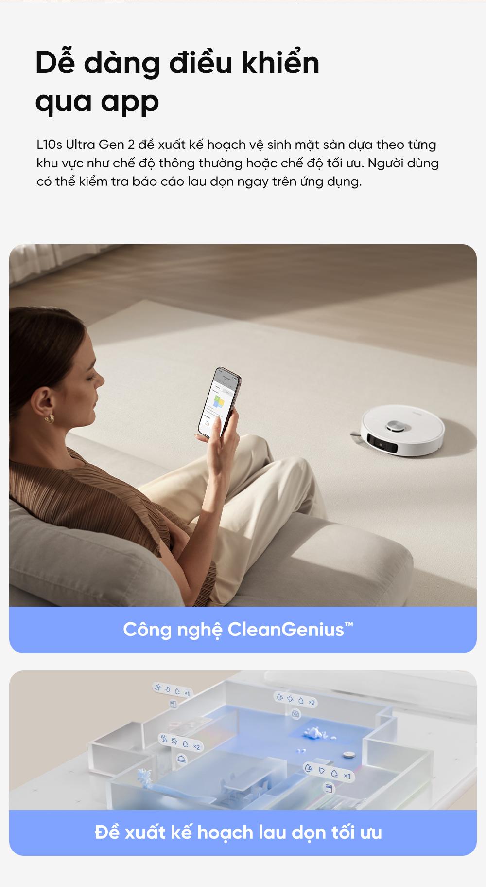 Dreame L10s Ultra Gen 2 dễ dàng điều khiển qua app