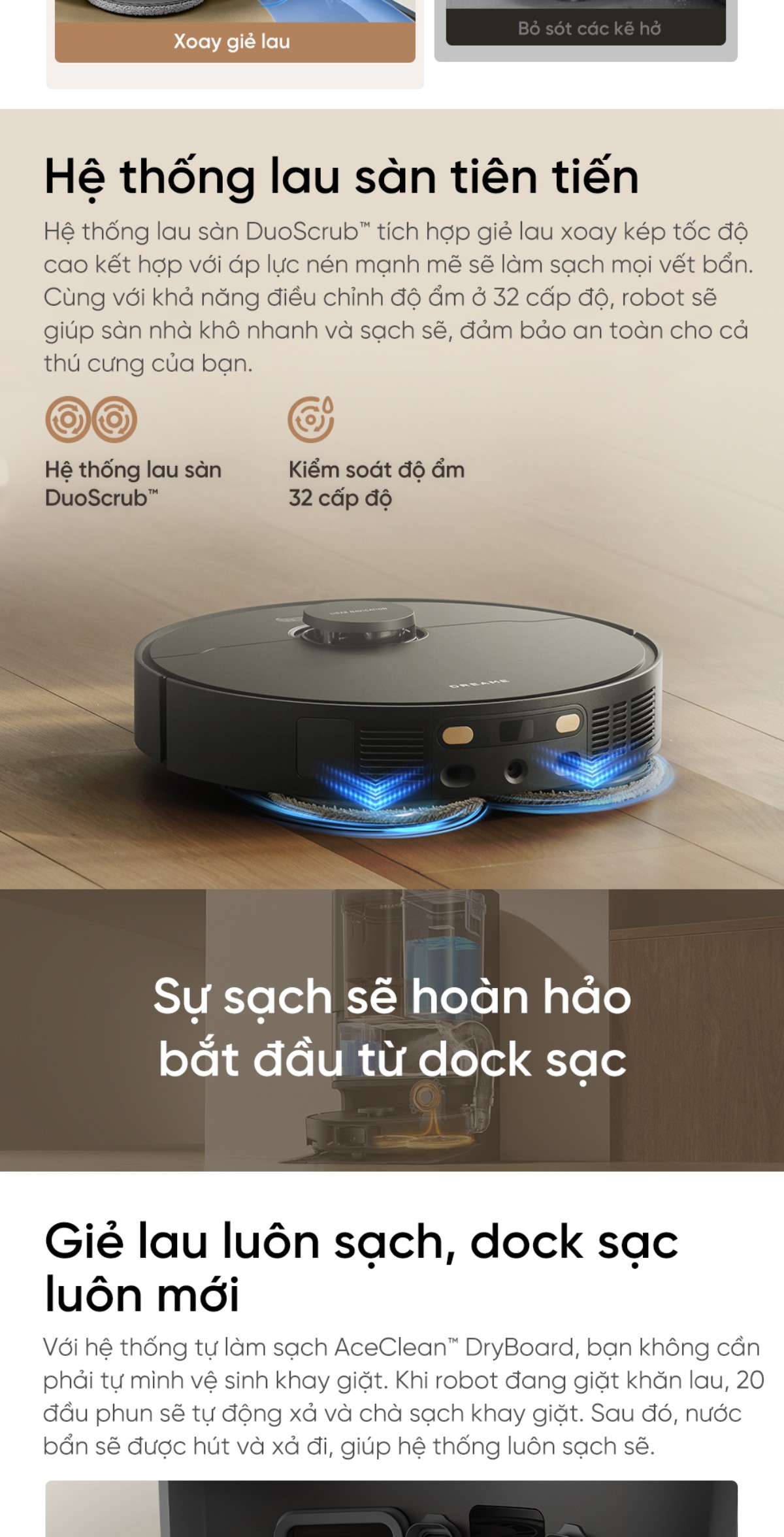 Dreame L10S Ultra Gen 3 đảm bảo giẻ lau luôn sạch