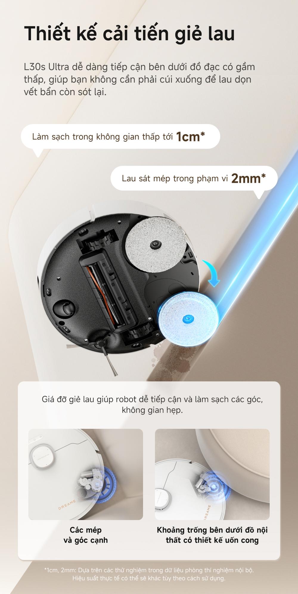 Robot hút bụi lau nhà Dreame L30s Ultra – Chính hãng Dreame L30s Ultra thiết kế giẻ lau cải tiến