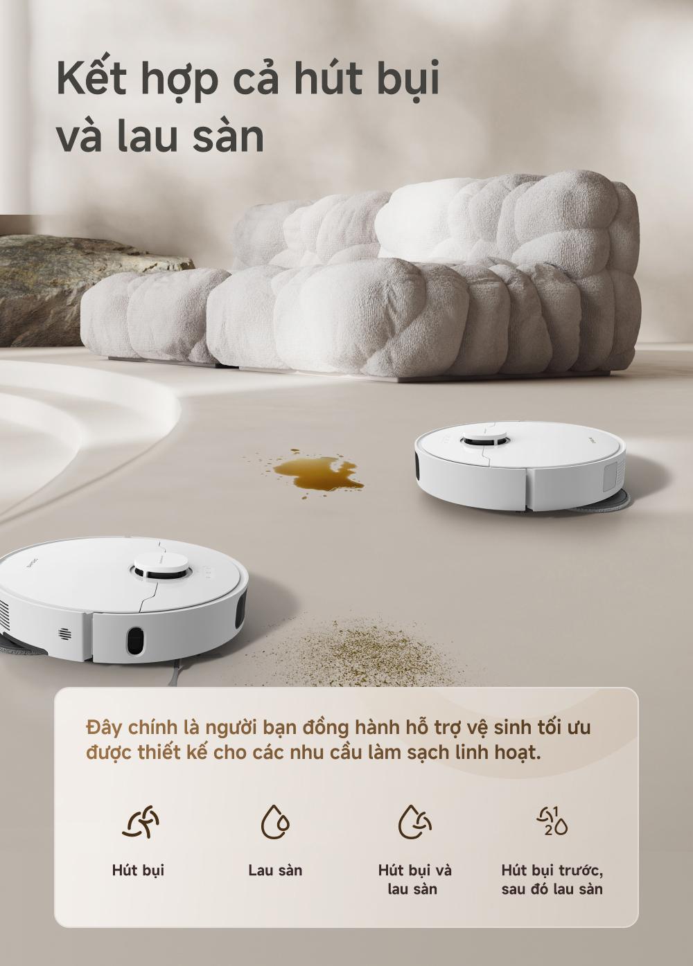 Dreame L30s Ultra kết hợp hút bụi và lau sàn