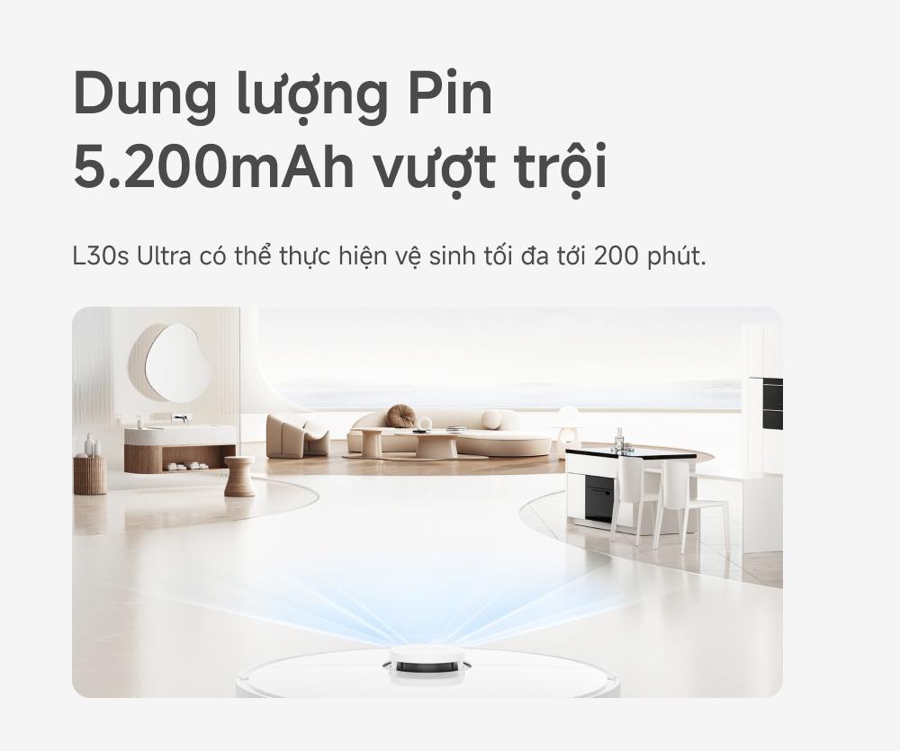 Dreame L30s Ultra dung lượng pin