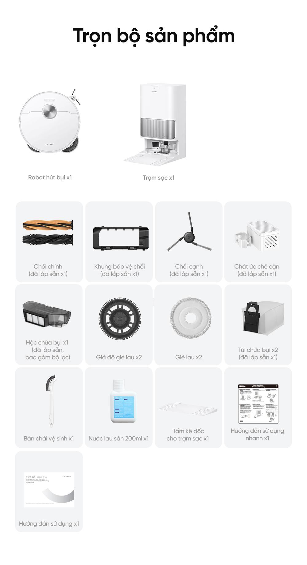 Dreame L40S Ultra trọn bộ sản phẩm
