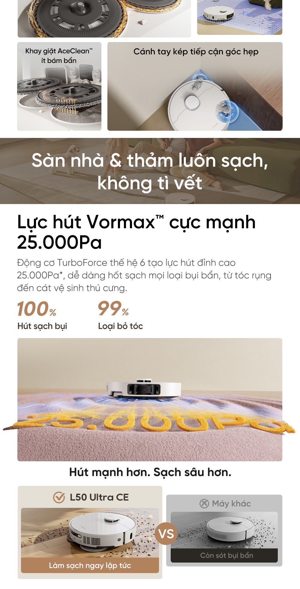 Dreame L50 Ultra CE lực hút cực mạnh