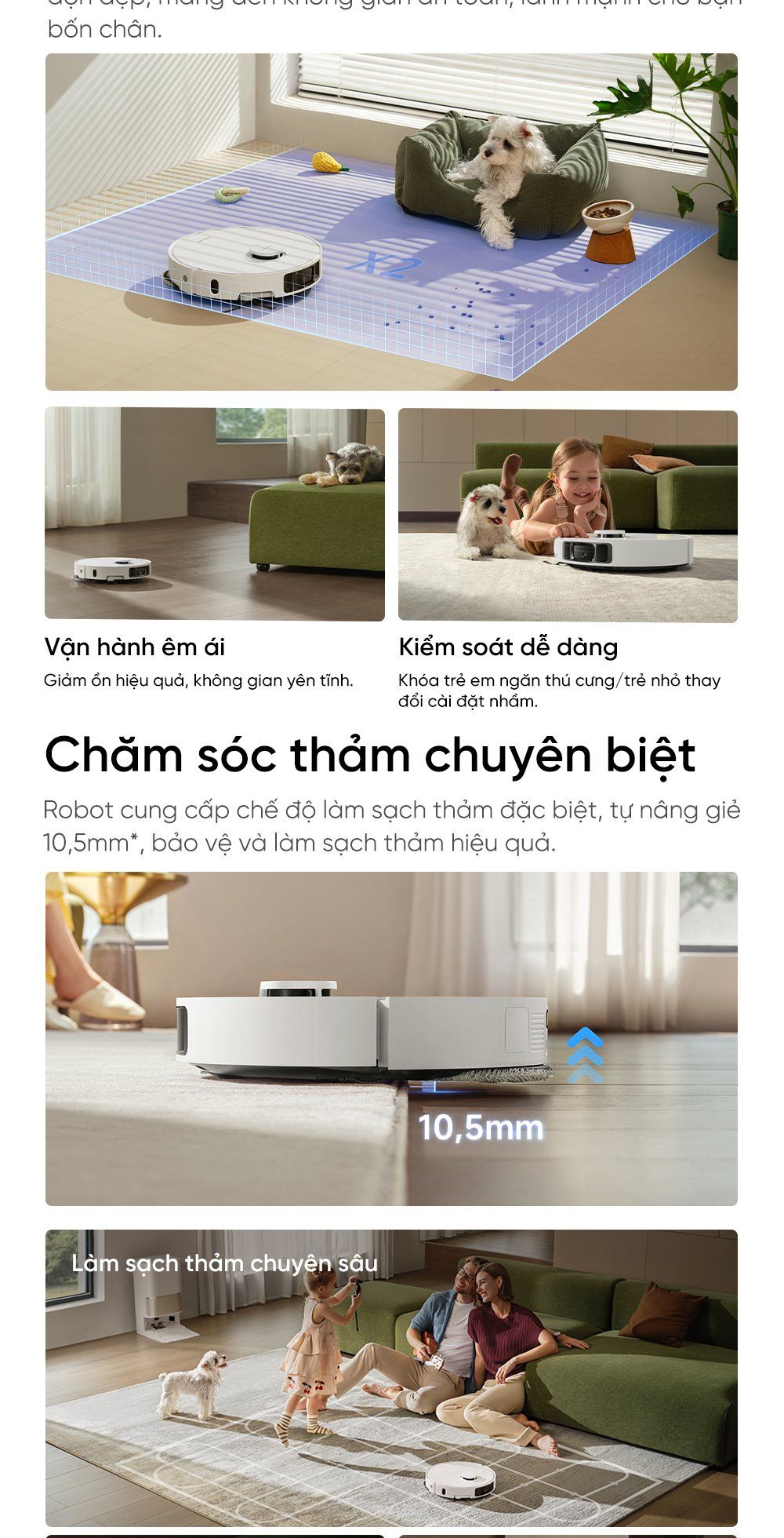 Dreame L50 Ultra CE chế độ chăm sóc thảm