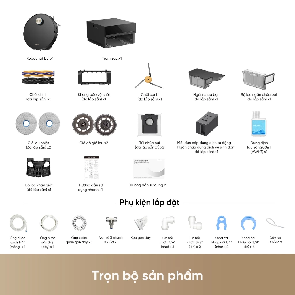 Dreame X60 Master trọn bộ sản phẩm