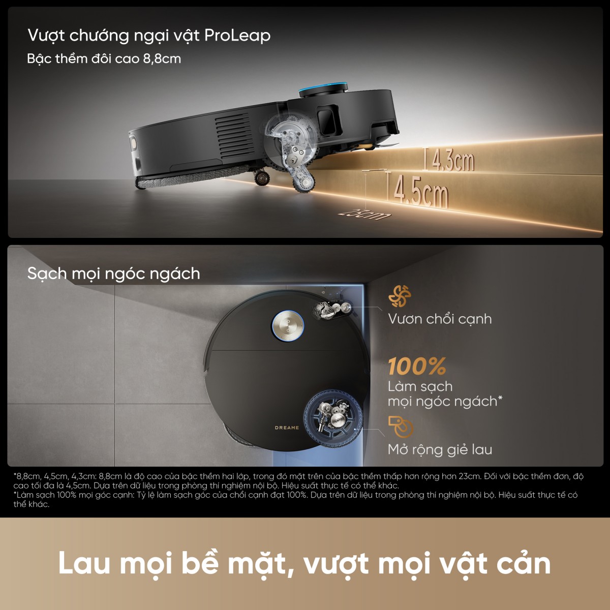 Dreame X60 Ultra vượt vật cản