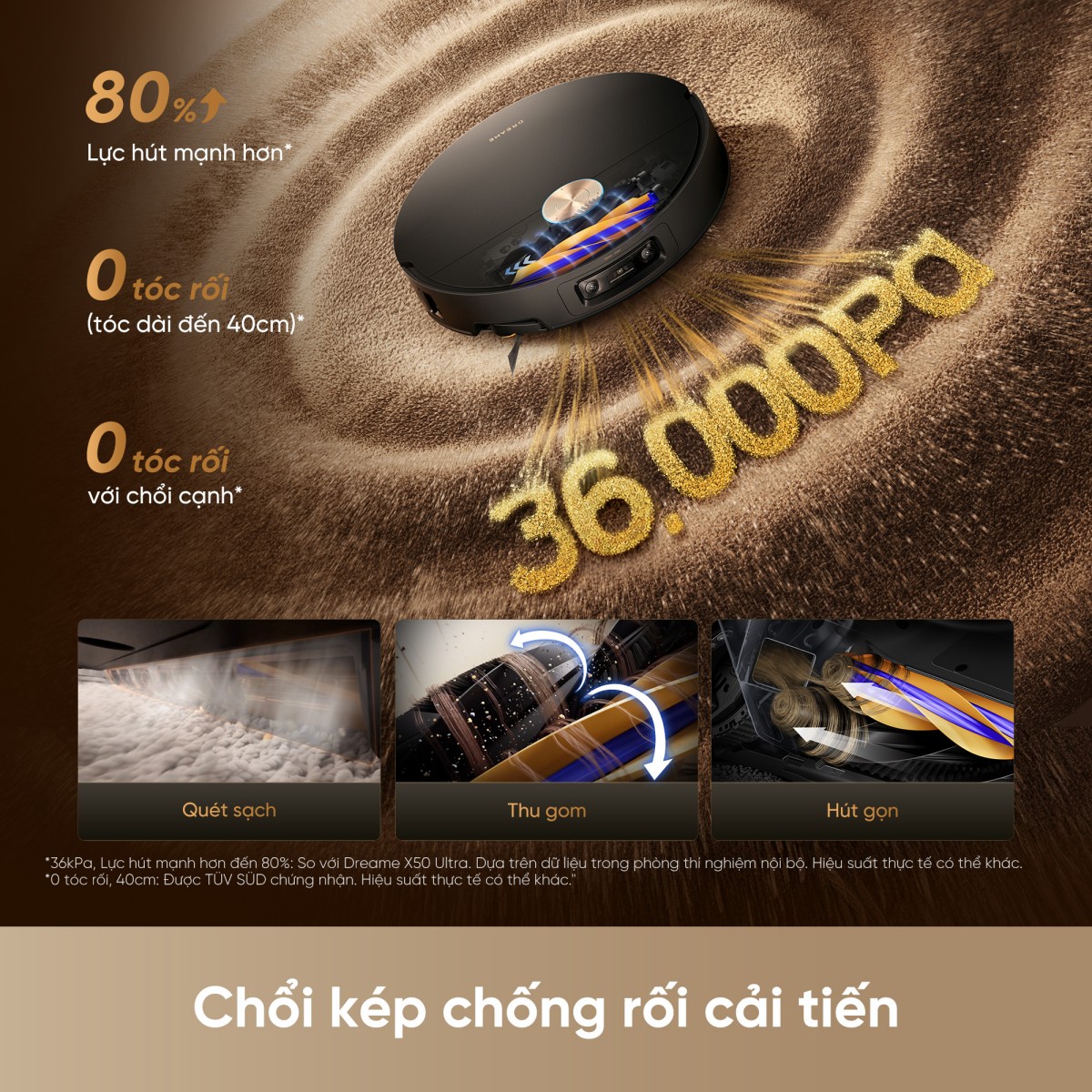 Dreame X60 Ultra lực hút mạnh mẽ