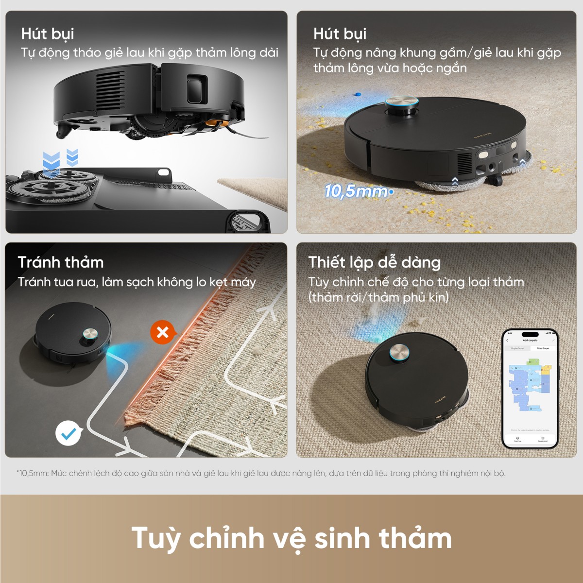 Dreame X60 Ultra tùy chỉnh vệ sinh thảm