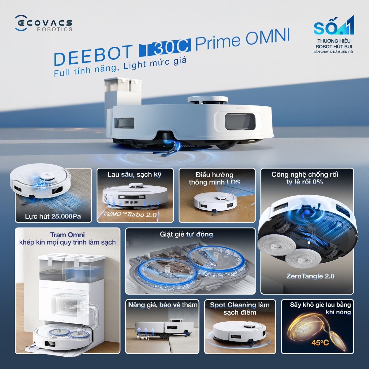 Ecovacs Deebot T30C Prime Omni ưu điểm nổi bật