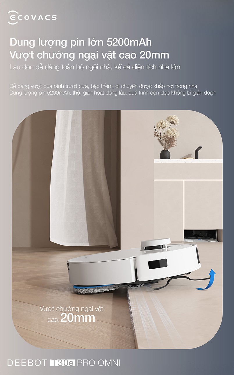 Ecovacs Deebot T30e Pro Omni vượt ngưỡng