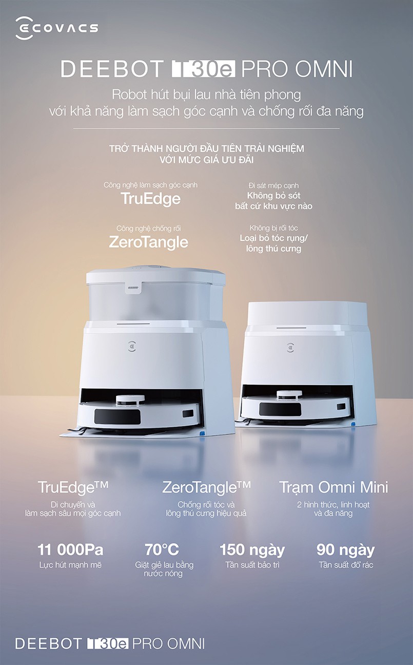 Ecovacs Deebot T30e Pro Omni ưu điểm nổi bật