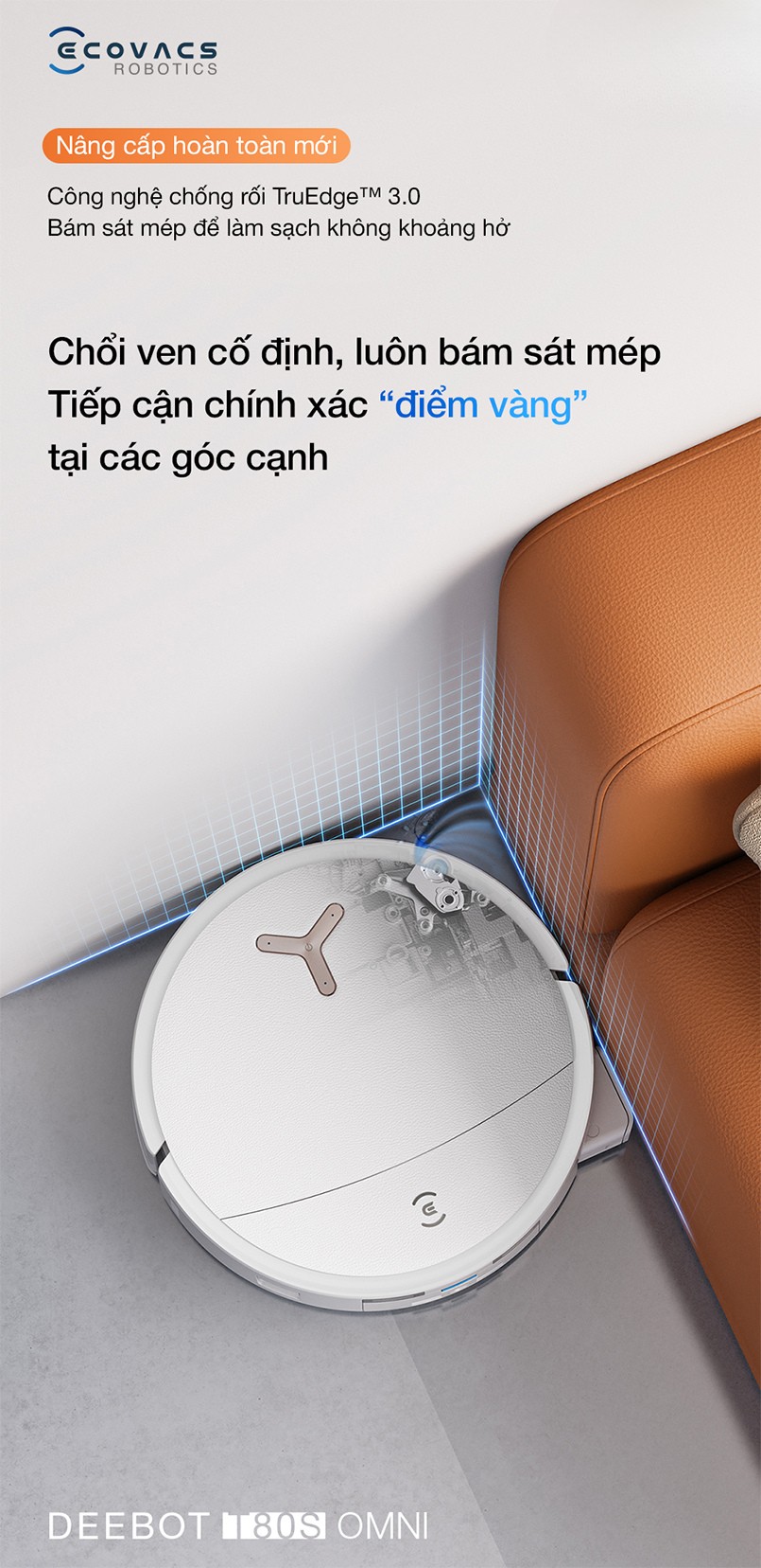 Ecovacs Deebot T80S Omni làm sạch góc cạnh
