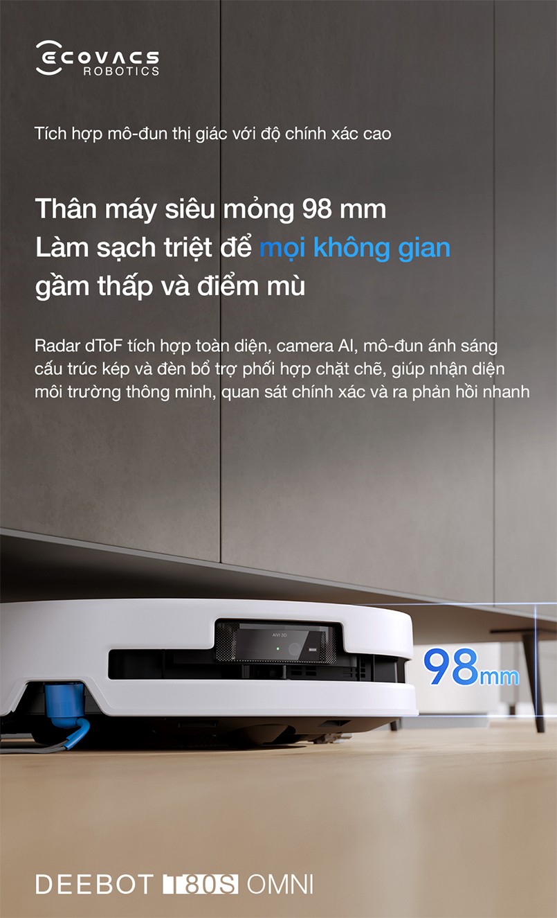 Ecovacs Deebot T80S Omni thân máy siêu mỏng