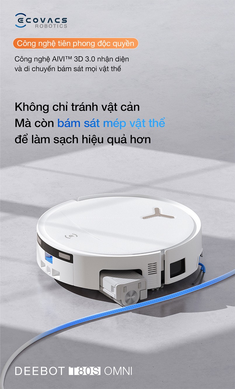 Ecovacs Deebot T80S Omni bám sát mép vật thể