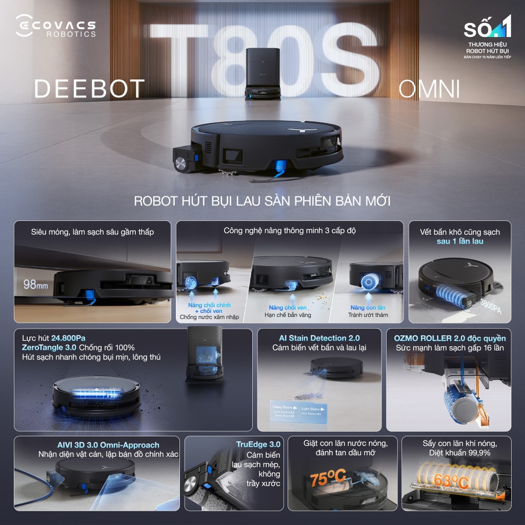 Ecovacs Deebot T80S Omni ưu điểm nổi bật