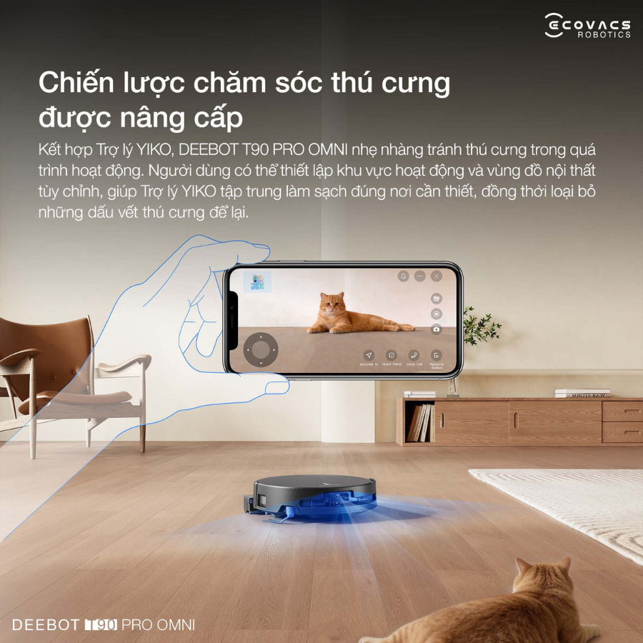 Ecovacs Deebot T90 Pro Omni chăm sóc thú cưng