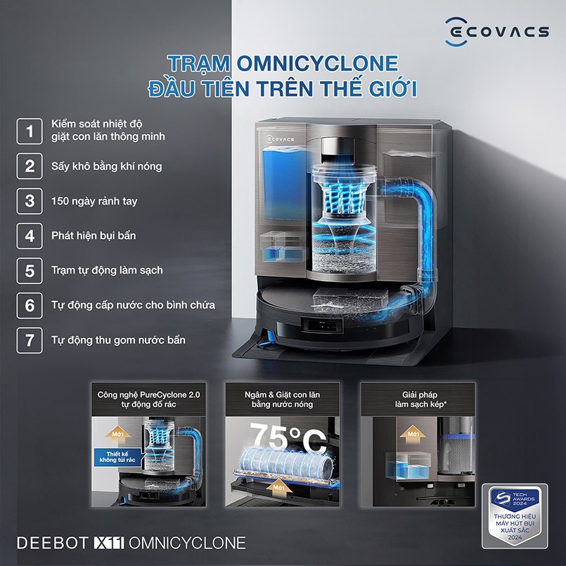 Ecovacs Deebot X11 OmniCyclone tự động làm ạch