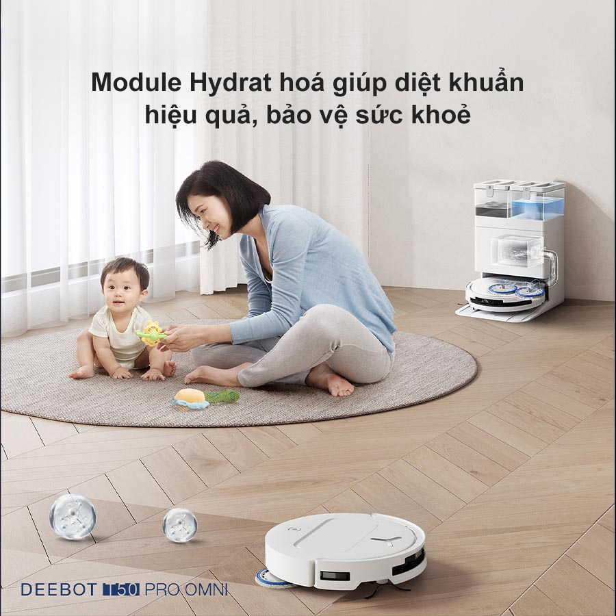 Ecovacs T50 Pro Omni Auto Water Kit diệt khuẩn hiệu quả
