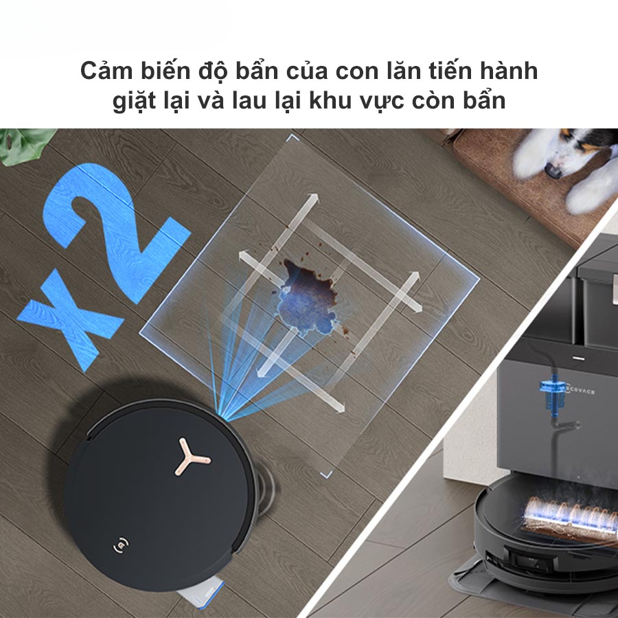 Ecovacs X8 Pro Omni cảm biến độ bẩn
