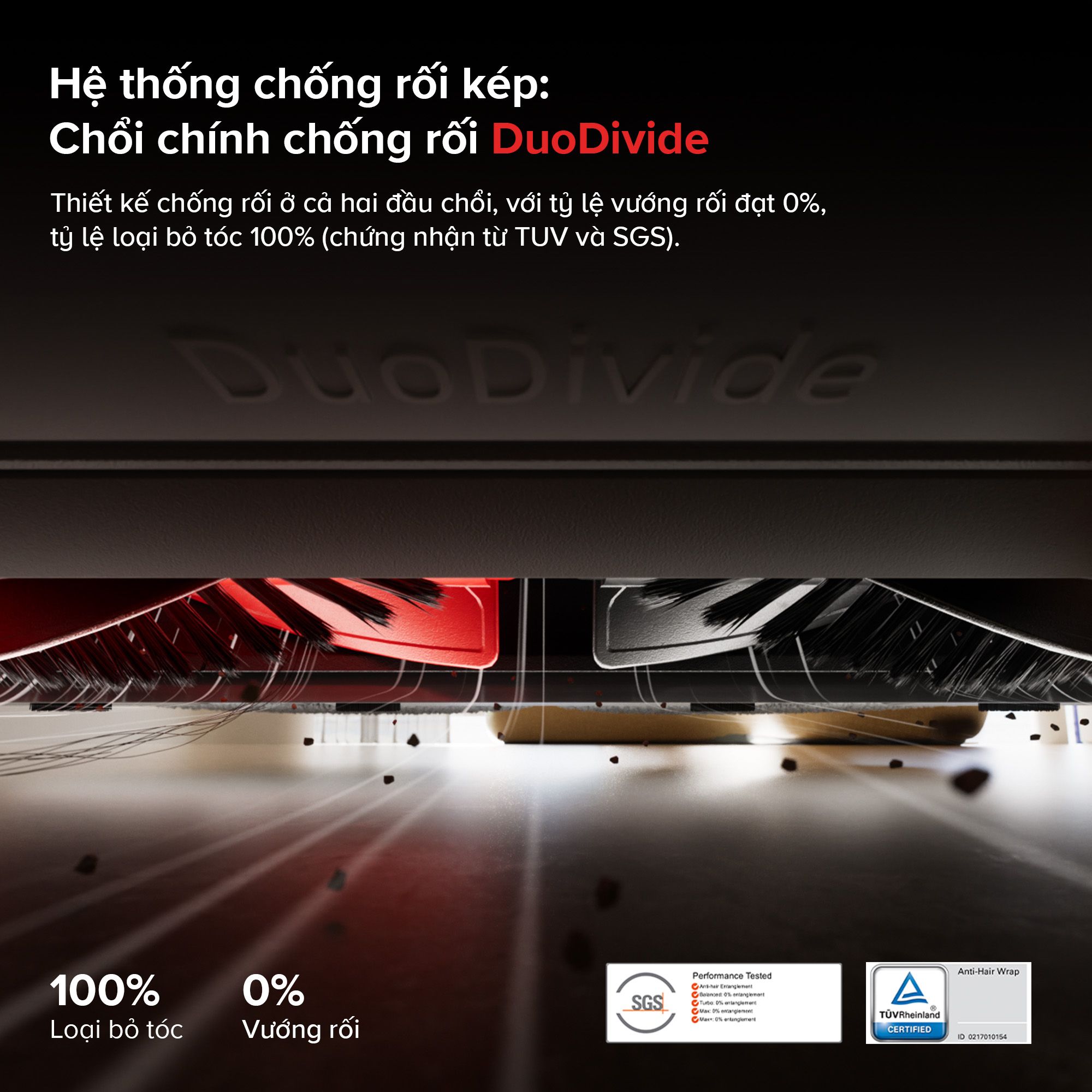 Roborock Q Revo EdgeT hệ thống chổi chống rối