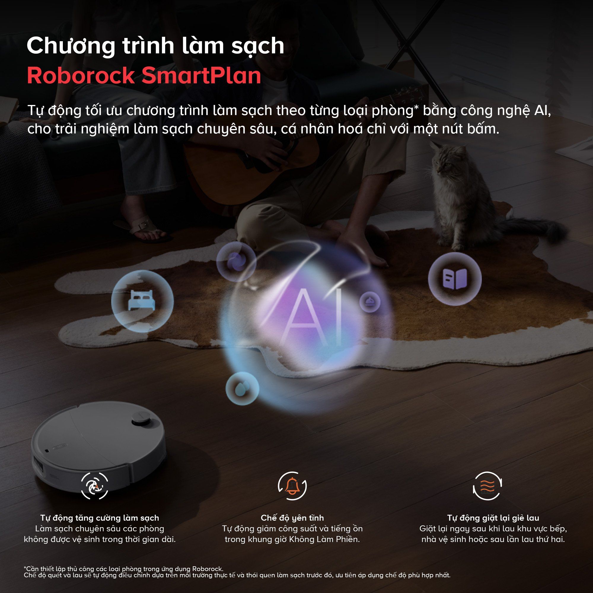 Roborock Q Revo EdgeT chương trình làm sạch