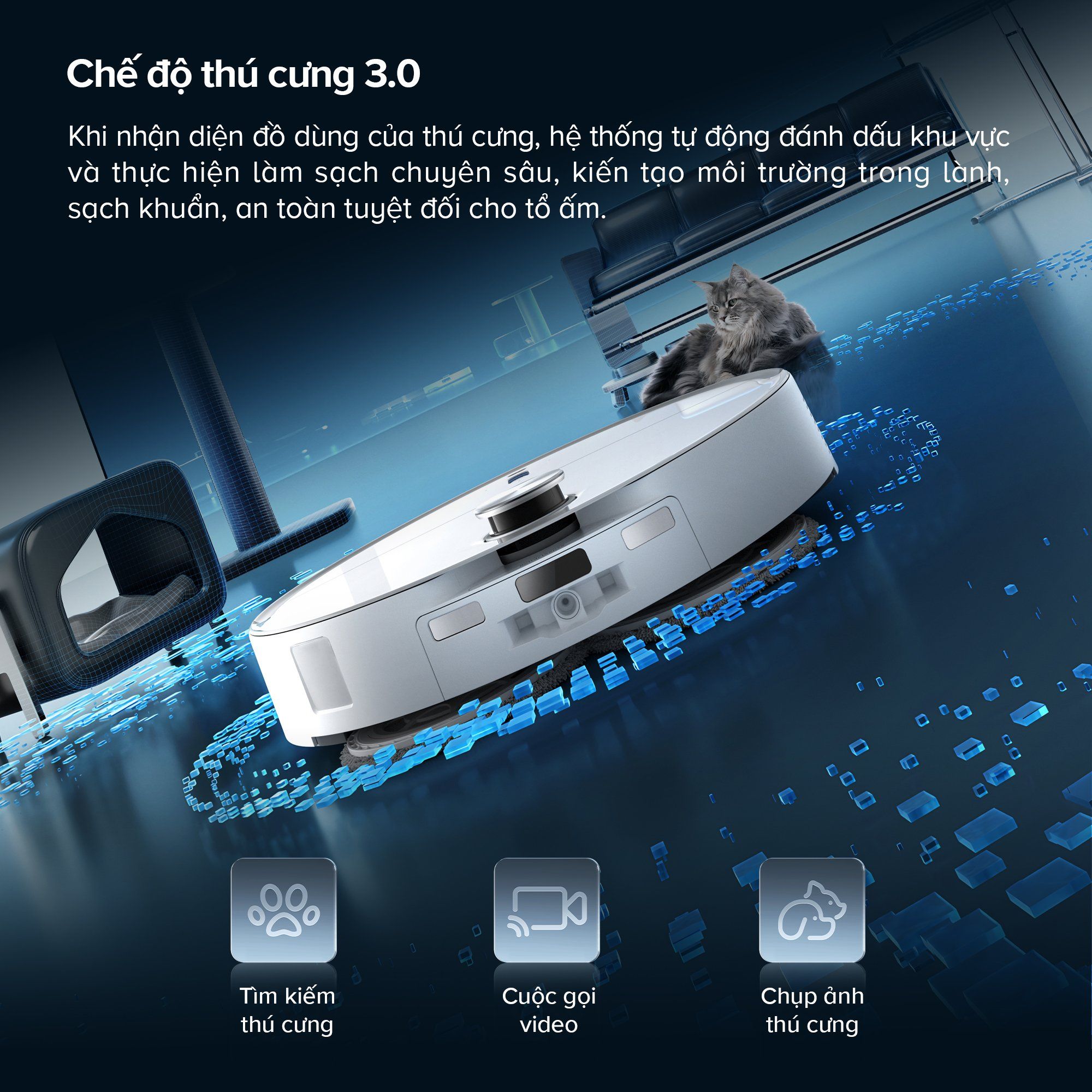 Roborock Qrevo Curv 2 Pro chế độ thú cưng