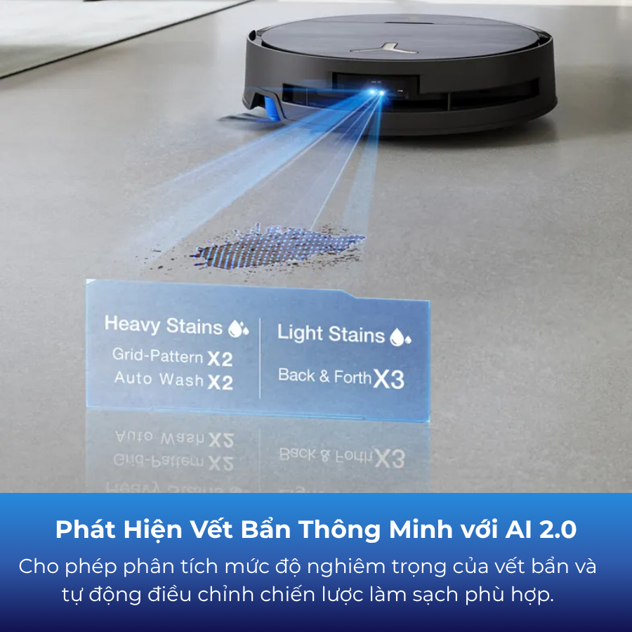 Ecovacs X9 Pro Omni phát hiện vết bẩn thông minh