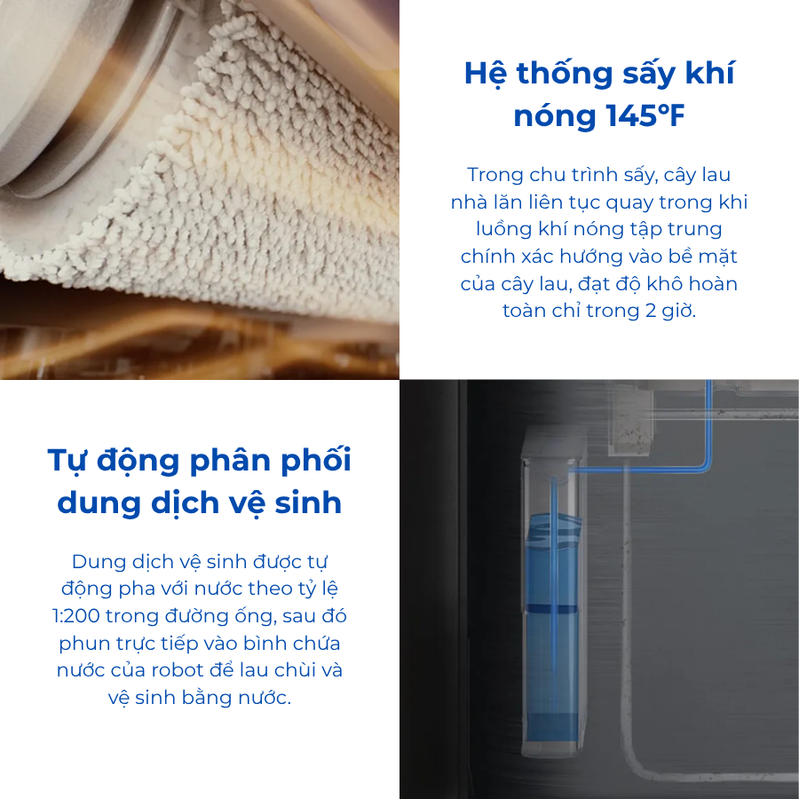 Ecovacs X9 Pro Omni hệ thống sấy