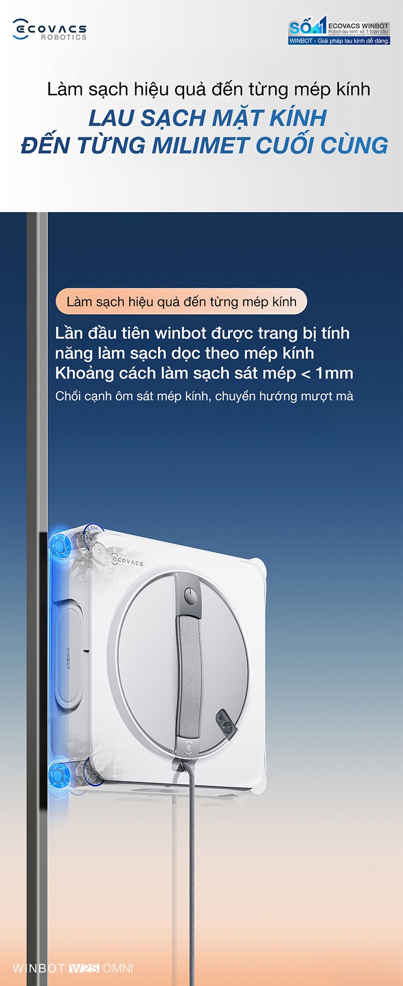 Ecovacs Winbot W2S Omni làm sạch hiệu quả