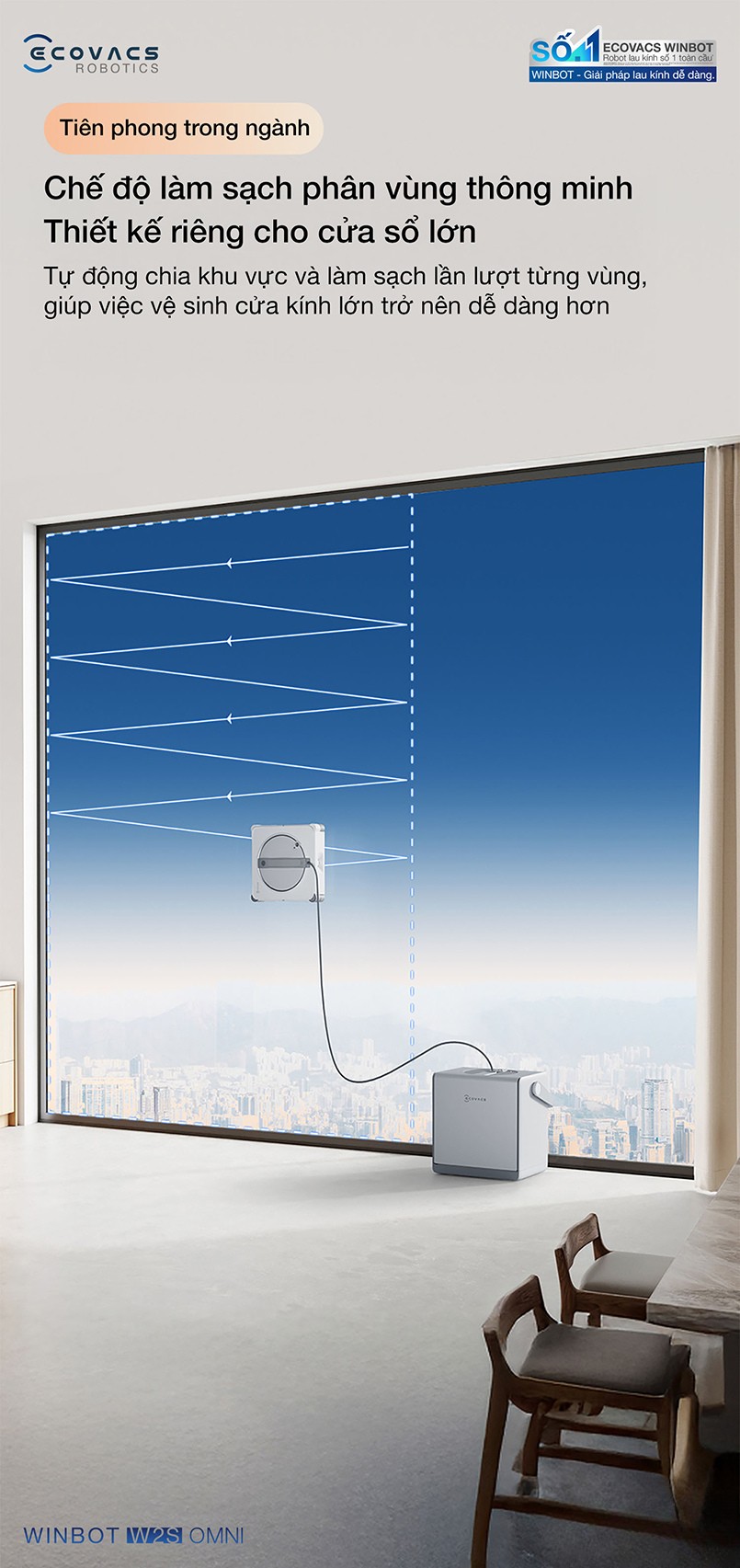 Ecovacs Winbot W2S Omni công nghệ làm sạch thông minh